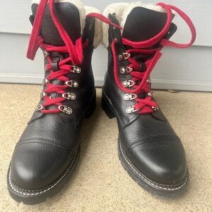Black Leather Boots with Red Laces